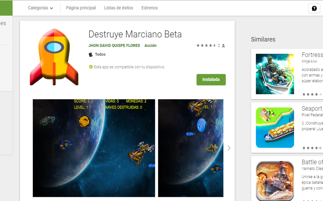 APP ANDROID JUEGO DE NAVES